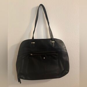 Black Faux Leather Laptop Bag